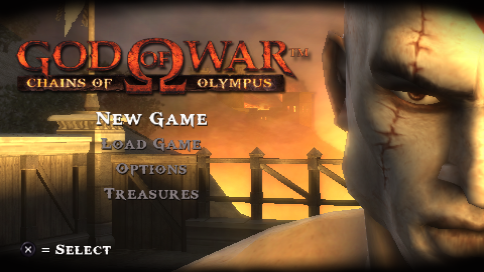 God of War: Chains of Olympus title screen for PSP